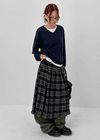 Enmic Banding Check Midi Skirt