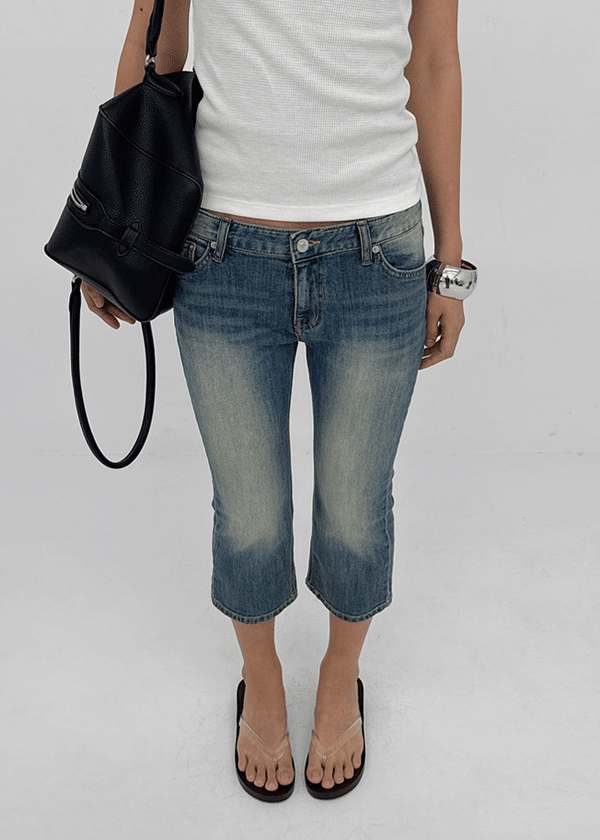 Pieto Low-waisted Denim Capri Pants
