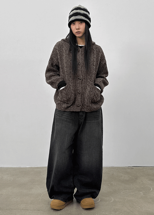 Gente Washing Bijou Wide Fleece Denim Pants
