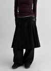 Pocoon Buckle Back Band Pleated Skirt Pants (30% Wool)