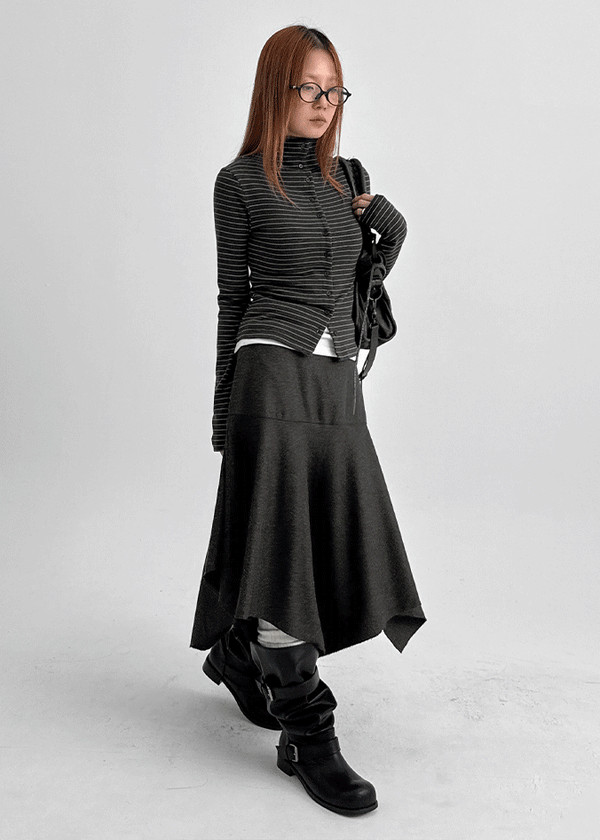 Helby Unbalanced Wool Skirt (30% Wool)