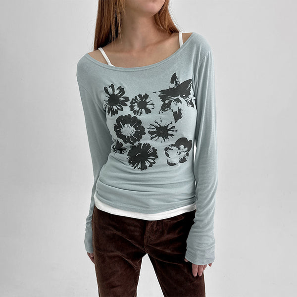 Yako Flower Print Long Sleeve T-shirt
