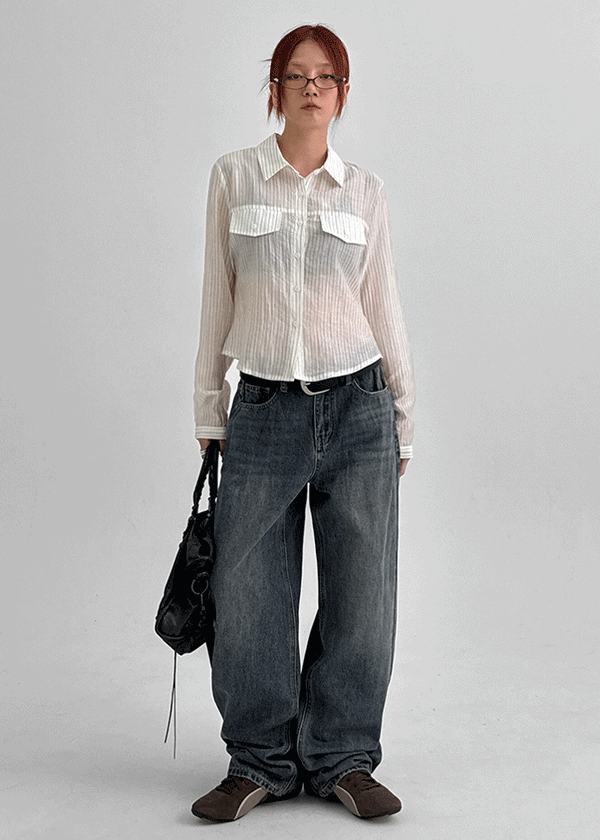 Shanto Semi-crop Striped Shirt