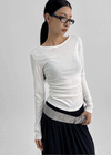 Ratne Shirring Long-sleeved T-shirt
