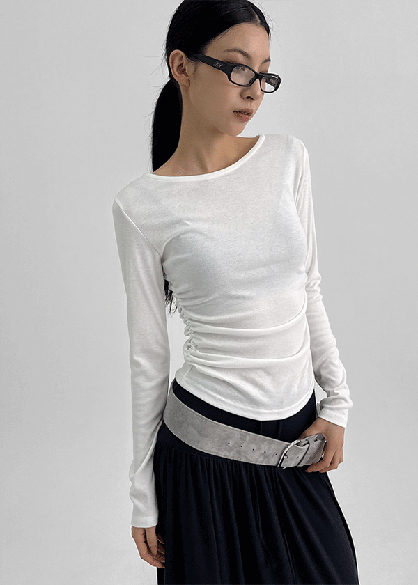 Ratne Shirring Long-sleeved T-shirt