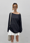 Srento Off-shoulder Knit Long-sleeve T-shirt (40% Linen)