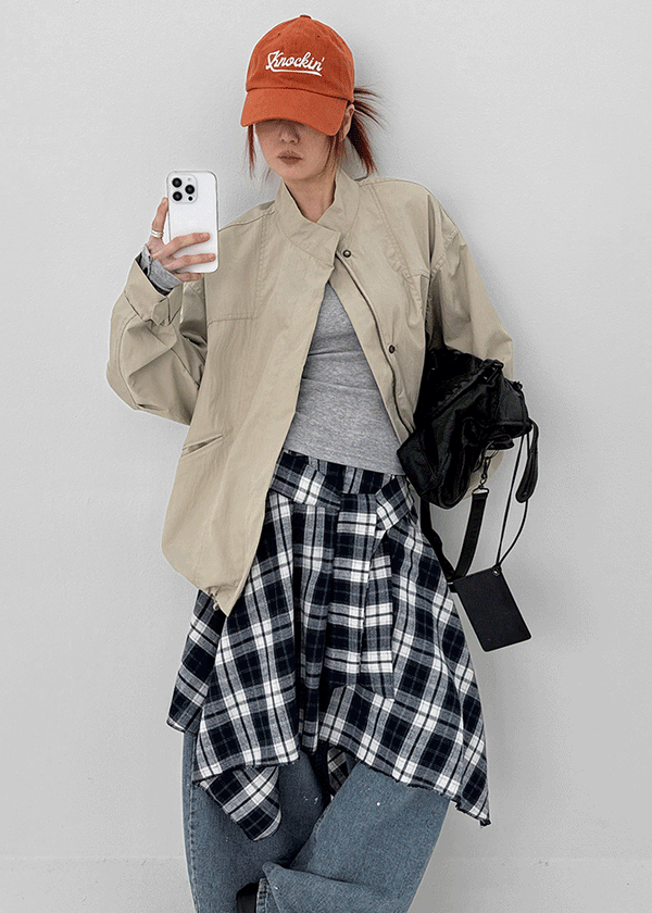 Shoulde High-neck Bomber Jacket