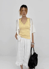 Cle Strap Linen Short Sleeve Cardigan