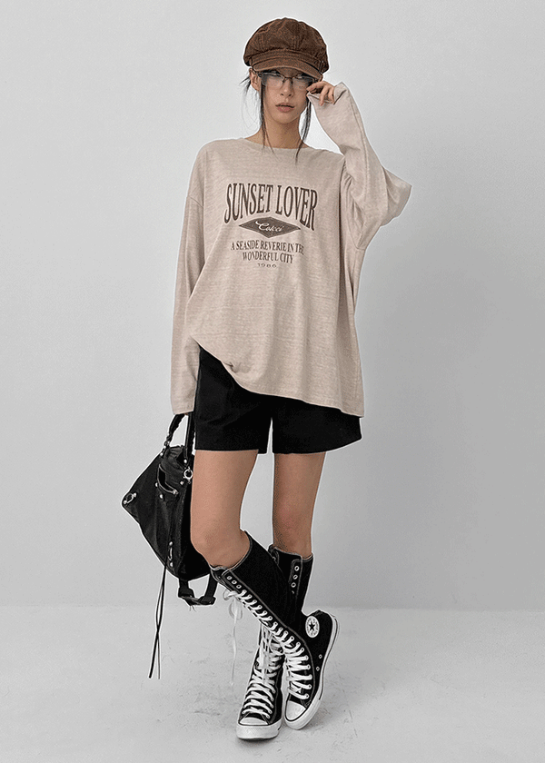 Conson Pigment Lettering Long Sleeve T-shirt