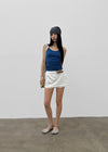 Pen-shaped Cross Strap Ribbed Halter Top