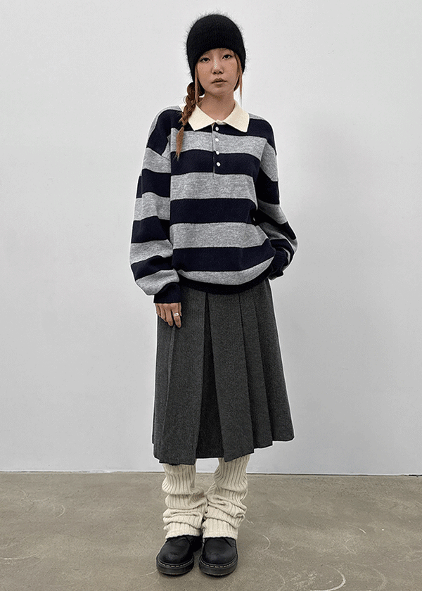 Cityeh Pleated Midi Skirt (50% Wool)