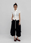 Familo Strap Summer Short Sleeve Blouse