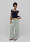 Horon Cool Linen Slim Elastic Waist Pants