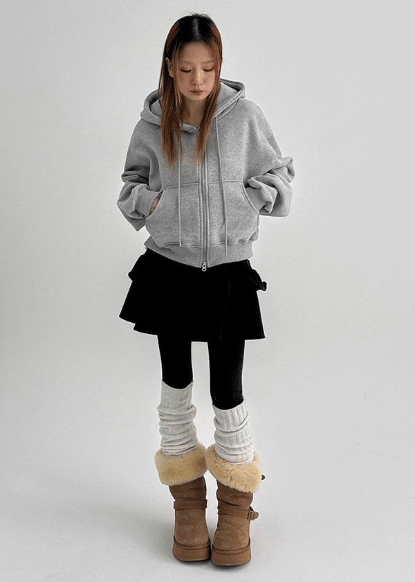 Selang Two Way Sheep Fleece Hooded Zip Up