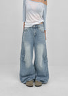 Timma Rivet Shirred Wide Pants