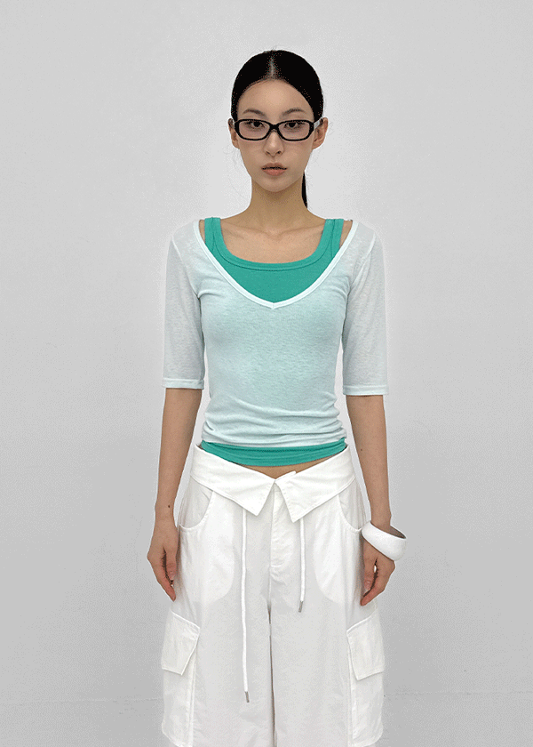 Lopopong Deep V-neck Sleeveless Tee