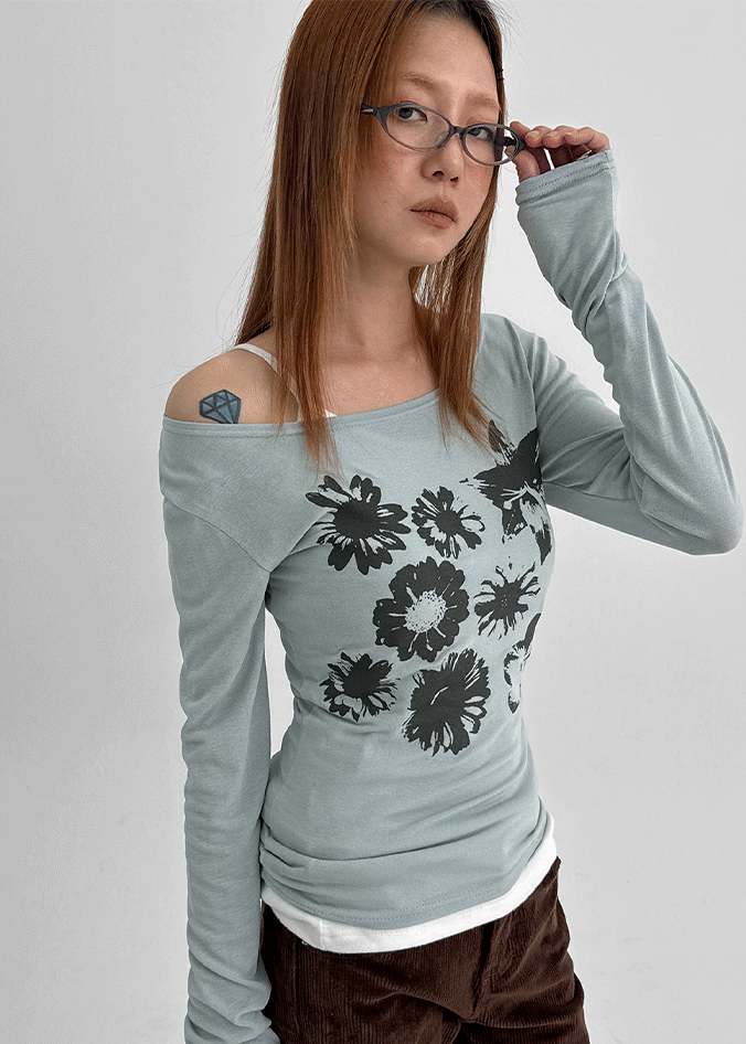 Yako Flower Print Long Sleeve T-shirt – BLACKUP