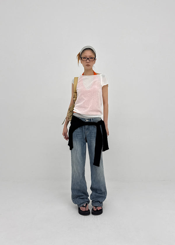 Peujeune Cap Sleeve Short-sleeve Knit
