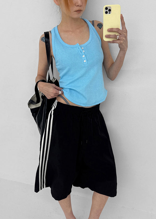 Colbe Henley Neck Pigment Sleeveless Top