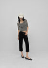 Huring U-neck striped 5-sleeve tee