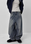 Long Show Wide Semi-balloon Denim Pants
