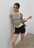 Sae Pop Square Off-shoulder Short Sleeve Tee