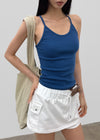 Pen-shaped Cross Strap Ribbed Halter Top