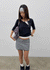 Feline Shirred Asymmetrical Button 3/4 Sleeveless
