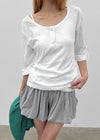 Swerve Henley Neck Rolled-up 3/4 Sleeve Tee