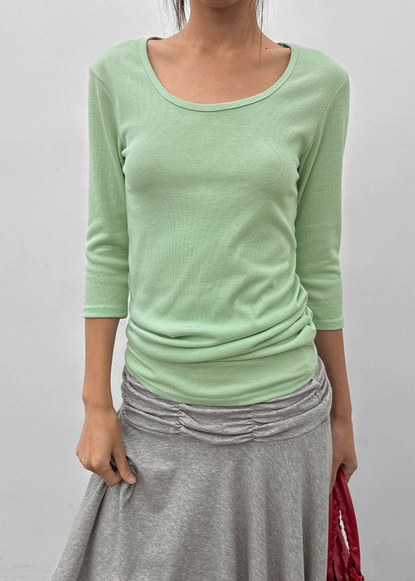 Oberlin U-neck Long 7/8 Sleeve Tee