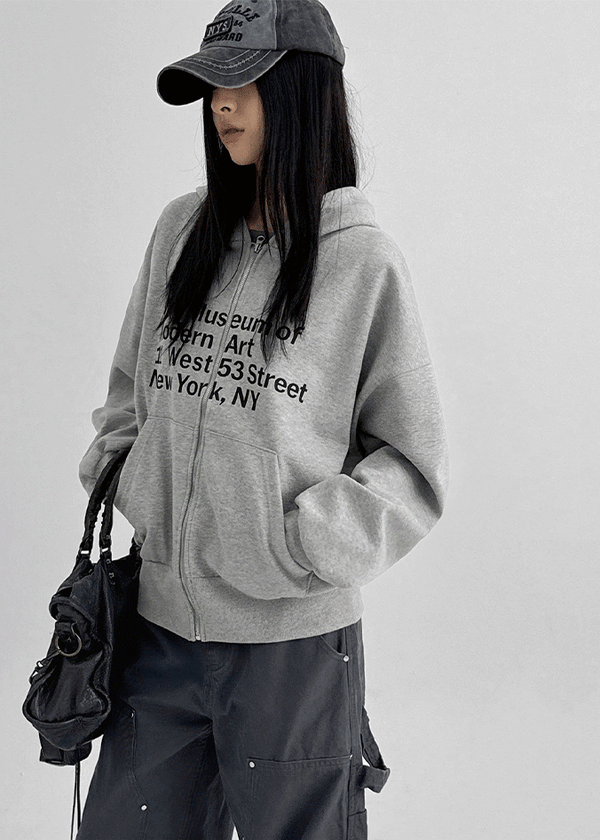 Tomak Lettering Loose Fit Hooded Zip-up