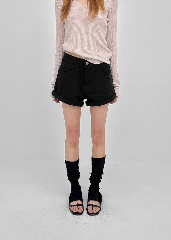Nicket Roll-up Cotton Shorts (Belt Set)