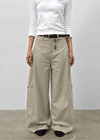 Dunda Incision Rivet Wide Cotton Pants (belt Set)