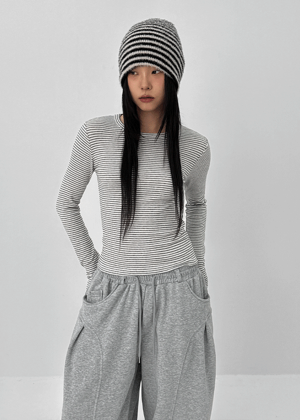 Robe Stripe Fleece Long Sleeve T-shirt