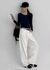 Pantone Back Embroidered Wide Cotton Pants