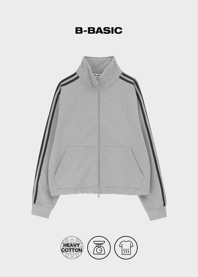 B-BASIC] Heavy Sweat High Neck Line Zip-up – BLACKUP