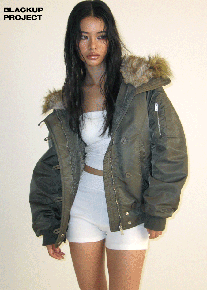 MADE] Nunil Fur Trimming Hooded Jumper – BLACKUP