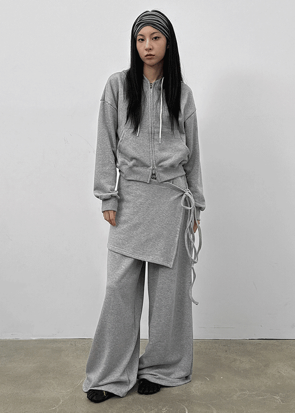 Ricketto Set - Layered Wrap Skirt, Wide Banding Pants