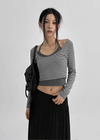 Popoa Set - Striped Long-sleeved T-shirt, Halter Top