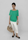 Dash Beads Strap Halter Short Sleeve Tee