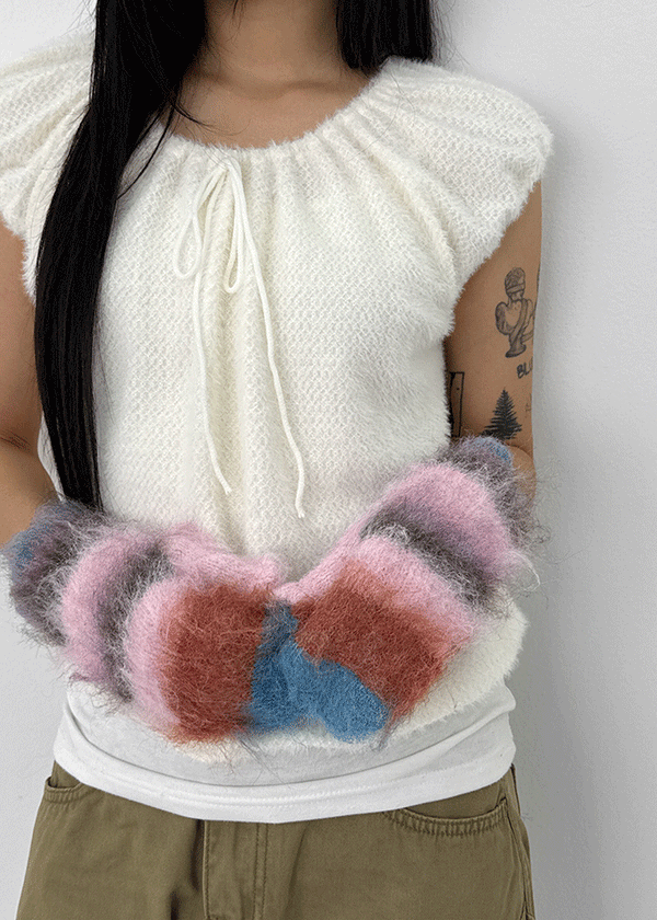 Diblum Hairy Strap Cap Sleeve Short Sleeve T-shirt