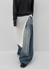Hote Strap Wool Knit Layered Skirt