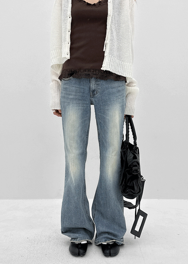 Romhat Low-waist Washed Bootcut Denim Pants