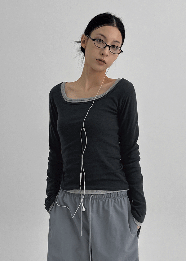 Bonfillit Square Neck Long Sleeve T-shirt