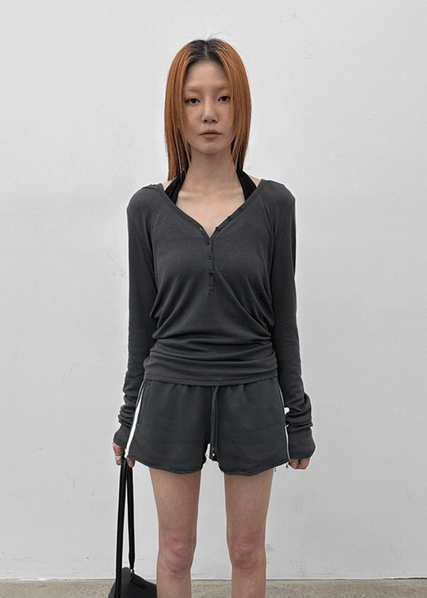 Rotine Henley Neck Long-sleeve Hoodie