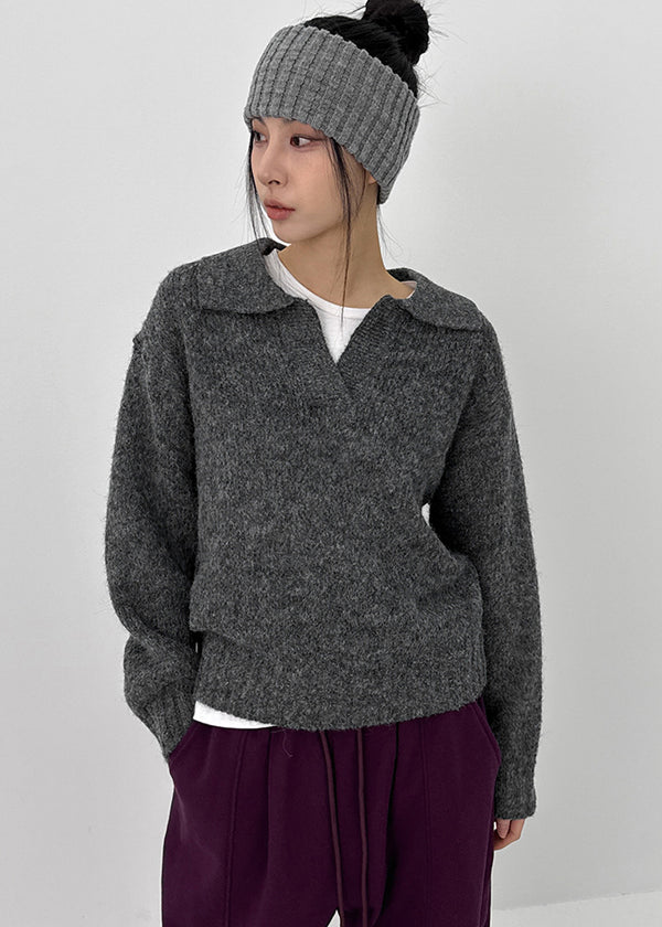 Yelper Wool Open Collar Knit