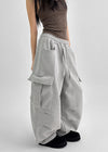(UNISEX) Momhen Banding Fleece Cargo Wide Two-way Pants
