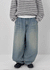 (UNISEX) Kubel Back Pocket Washed Fleece Wide Denim Pants