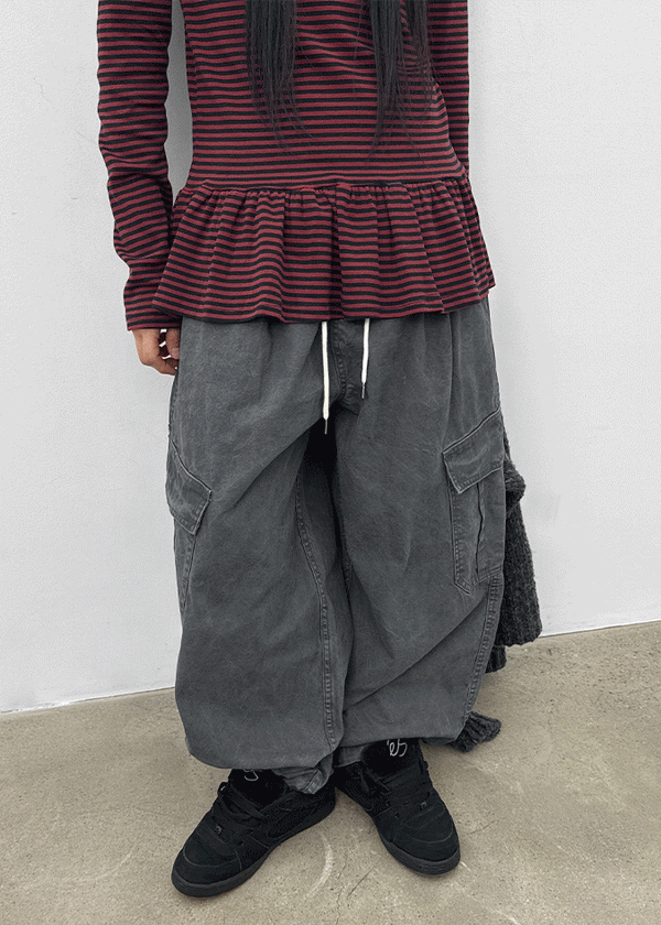 (UNISEX) Epsol Balloon Washing Cargo Banding Pants