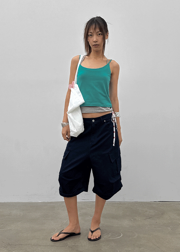 (UNISEX) Jetting Bermuda Back Elastic Cargo Pants